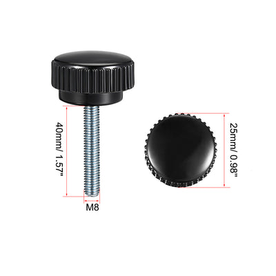 Harfington Uxcell M8 x 40mm Male Thread Knurled Clamping Knobs Grip Thumb Screw on Type  7 Pcs