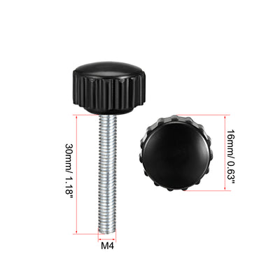 Harfington Uxcell M6 x 44mm Male Thread Knurled Clamping Knobs Grip Thumb Screw on Type 4 Pcs
