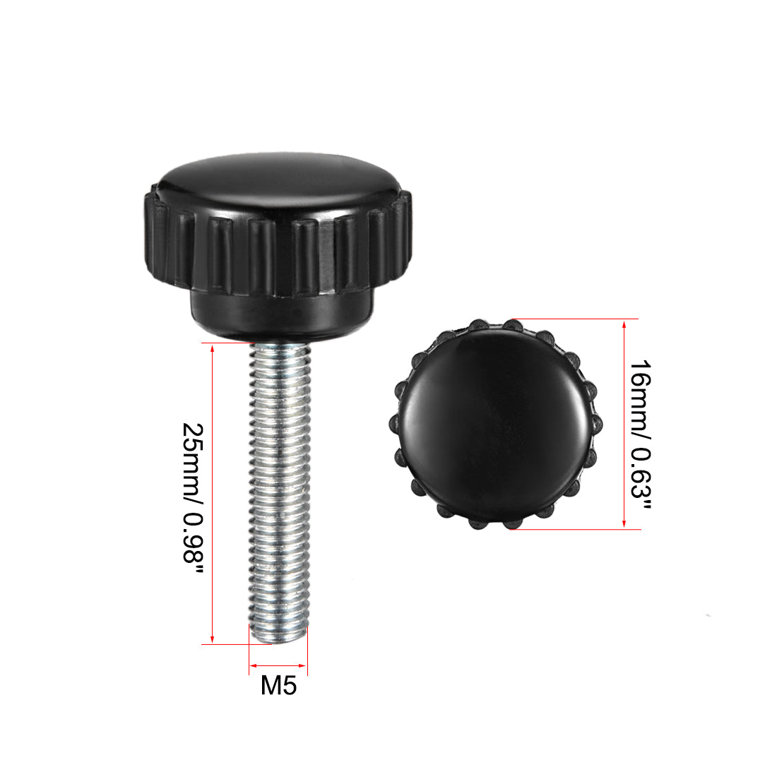 Uxcell Uxcell M6 x 30mm Male Thread Knurled Clamping Knobs Grip Thumb Screw on Type  5 Pcs