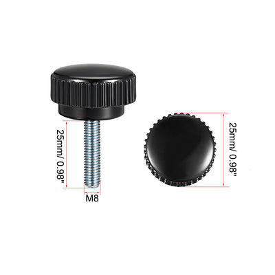 Harfington Uxcell M8 x 25mm Male Thread Knurled Clamping Knobs Grip Thumb Screw on Type 4 Pcs