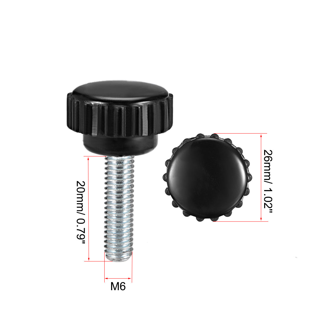 uxcell Uxcell Male Thread Knurled Clamping Knobs Grip Thumb Screw on Type 12 Pcs
