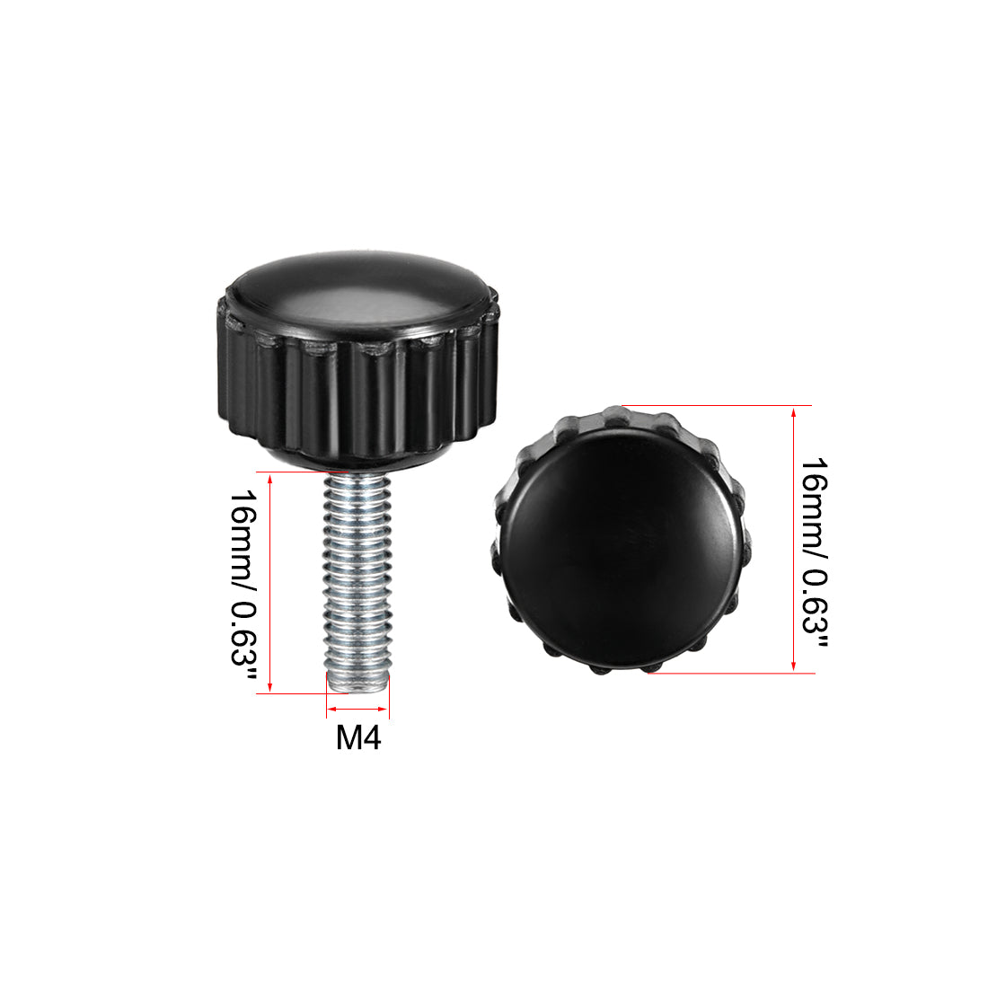 uxcell Uxcell M4 x 16mm Male Thread Knurled Clamping Knobs Grip Thumb Screw on Type 10 Pcs
