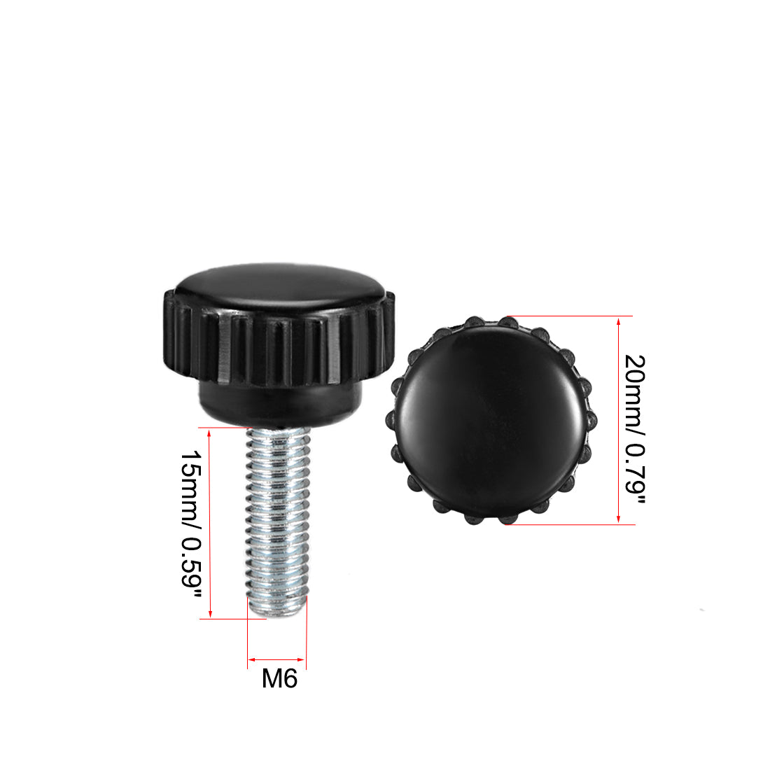 Uxcell Uxcell M4 x 14mm Male Thread Knurled Clamping Knobs Grip Thumb Screw on Type  9 Pcs