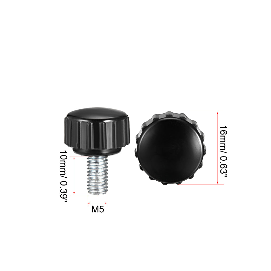 Uxcell Uxcell M5 x 30mm Male Thread Knurled Clamping Knobs Grip Thumb Screw on Type  2 Pcs