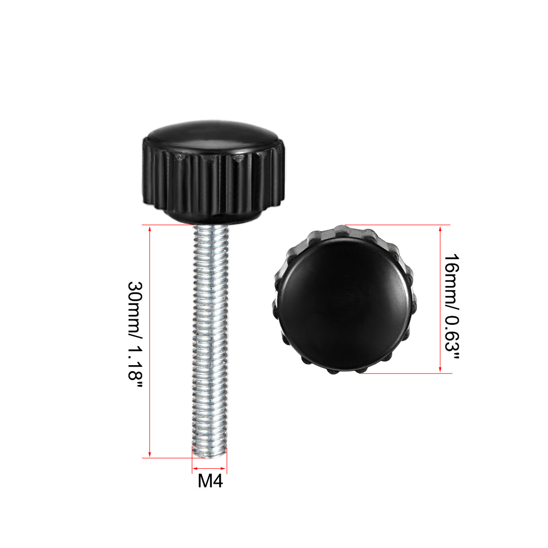 uxcell Uxcell Male Threaded Knurled Knobs Grip Thumb Screw on Mechanical Round Head 10 Pcs