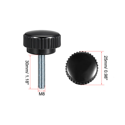 Harfington Uxcell M8 x 30mm Male Thread Knurled Clamping Knobs Grip Thumb Screw on Type 4 Pcs