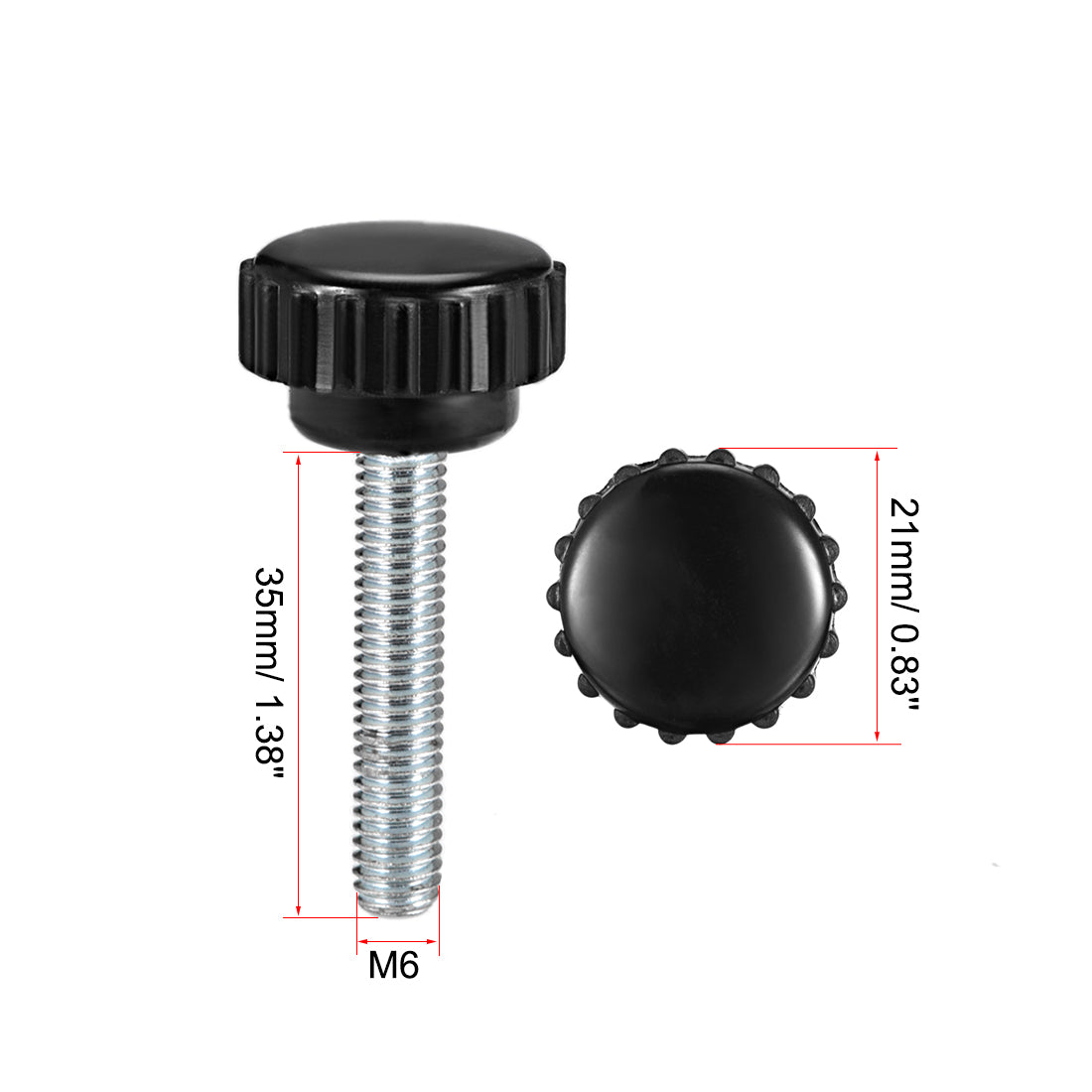 Uxcell Uxcell M4 x 35mm Male Thread Knurled Clamping Knobs Grip Thumb Screw on Type  5 Pcs