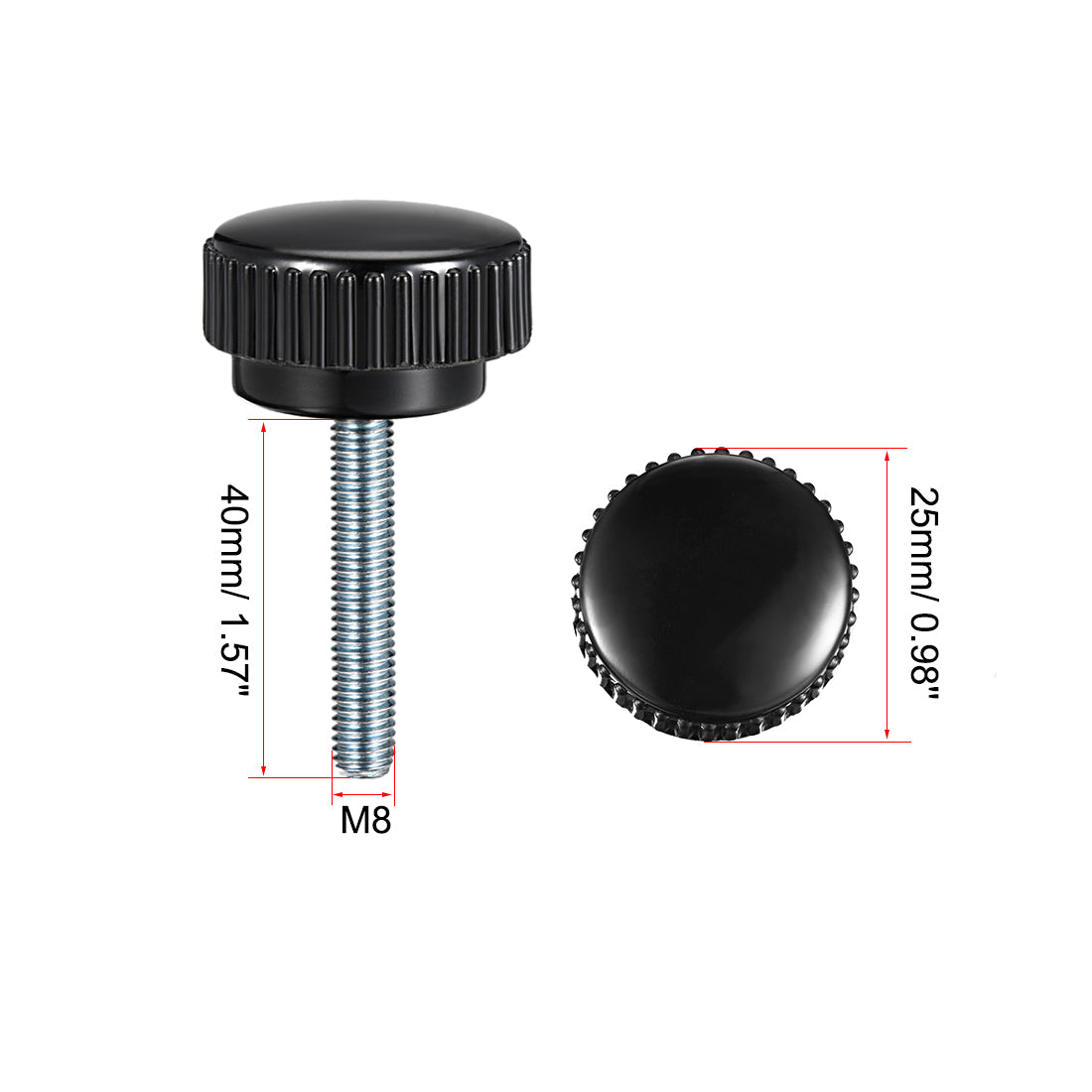 uxcell Uxcell M8 x 40mm Male Thread Knurled Clamping Knobs Grip Thumb Screw on Type  4 Pcs