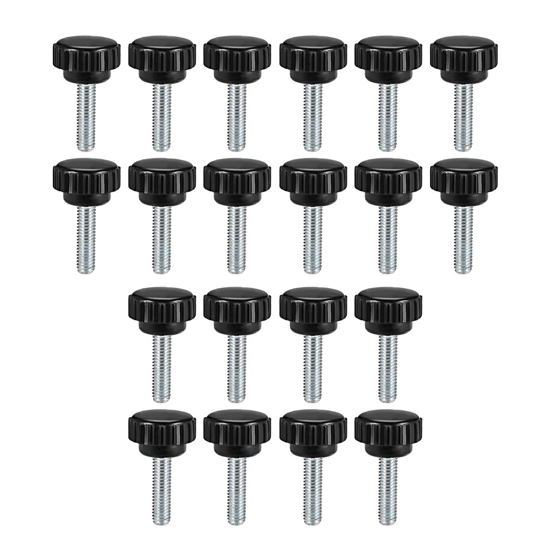 Uxcell Uxcell M6 x 20mm Male Thread Knurled Clamping Knobs Grip Thumb Screw on Type  20 Pcs