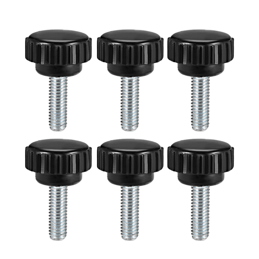 uxcell Uxcell Male Threaded Knurled Knobs Grip Thumb Screw on Mechanical Round Head 6 Pcs