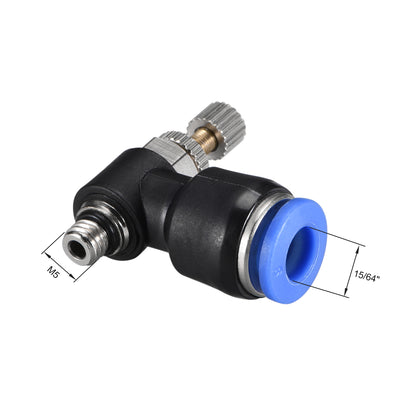 Harfington Uxcell Push-to-Connect Air Flow Control Valve, Elbow, 15/64" Tube OD x M5 Male Thread Speed controller Valve Tube fitting