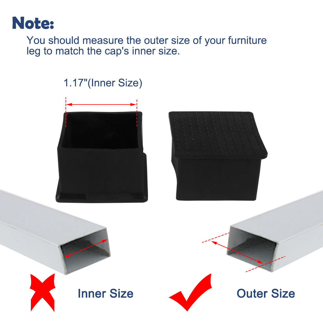 uxcell Uxcell PVC Cabinet Chair Leg Caps End Tip Feet Cover Furniture Glide Floor Protector Reduce Noise Prevent Scratch