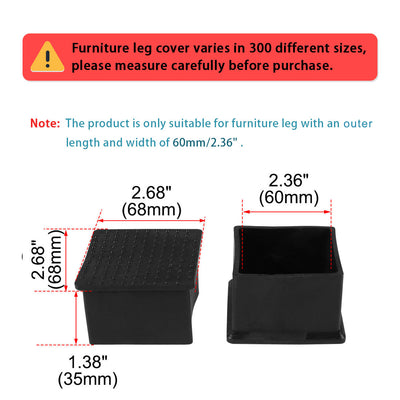 Harfington Uxcell PVC Cabinet Leg Cap End Pads Feet Cover Furniture Chair Floor Guid Black