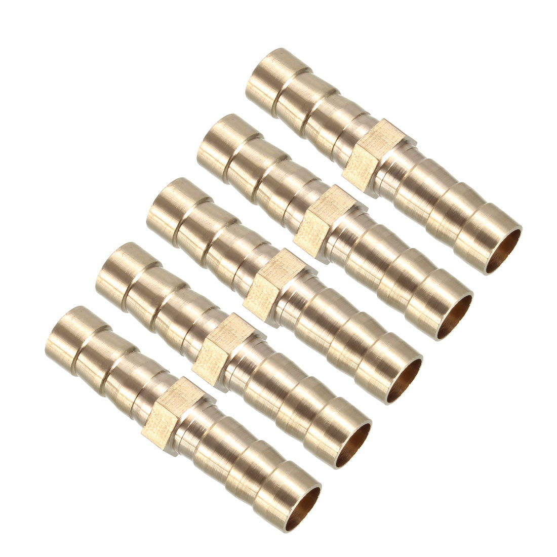 uxcell Uxcell 8mm Brass Barb Hose Fitting Straight Connector Coupler 5pcs