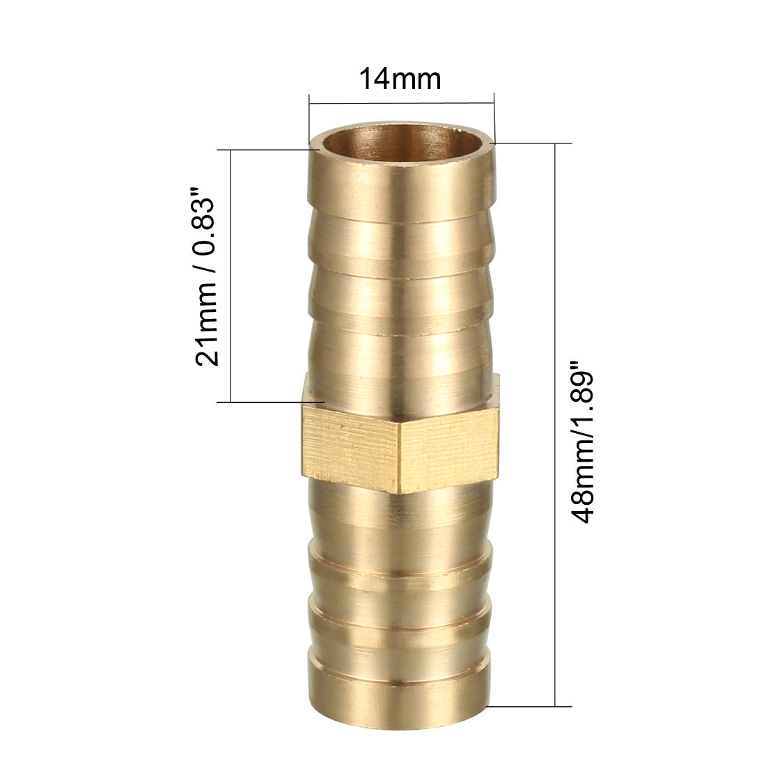 uxcell Uxcell 14mm Brass Barb Hose Fitting Straight Connector Coupler