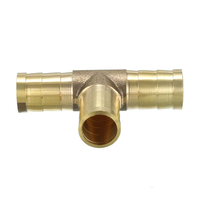 Harfington Uxcell 12mm Brass Tee Barb Hose Fitting T 3 Way Connector Joiner 2pcs