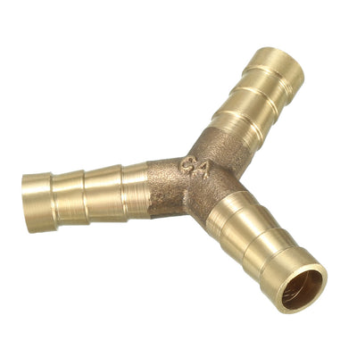 uxcell Uxcell 8mm Brass Barb Hose Fitting Tee Y-Shaped 3 Way Connector Adapter Joiner