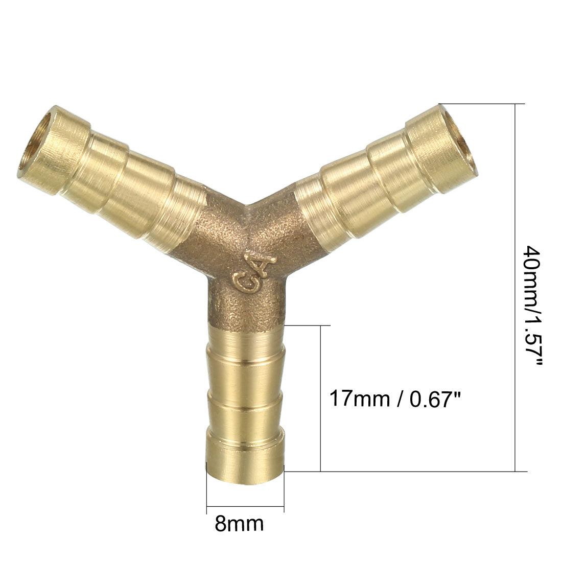 uxcell Uxcell 8mm Brass Barb Hose Fitting Tee Y-Shaped 3 Way Connector Adapter Joiner 2pcs