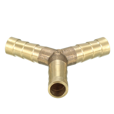 Harfington Uxcell 8mm Brass Barb Hose Fitting Tee Y-Shaped 3 Way Connector Adapter Joiner 2pcs