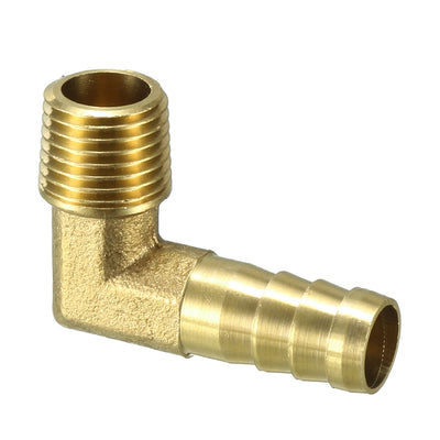 uxcell Uxcell Brass Barb Hose Fitting 90 Degree Elbow 10mm Barbed x 1/4 PT Male Connector