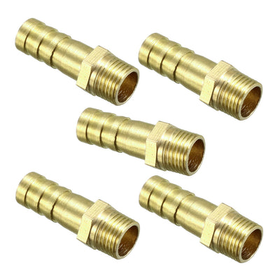 Harfington Uxcell Brass Barb Hose Fitting Connector Adapter 8mm Barbed x 1/8 PT Male Pipe 5pcs