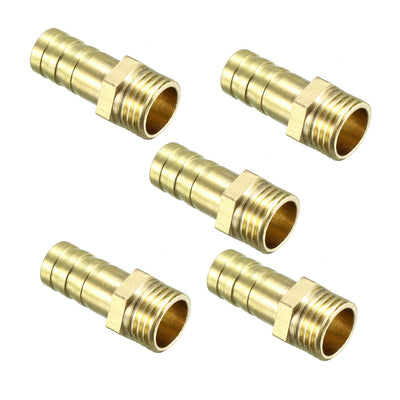 uxcell Uxcell Brass Barb Hose Fitting Connector Adapter 10mm Barbed x 1/4 PT Male Pipe 5pcs