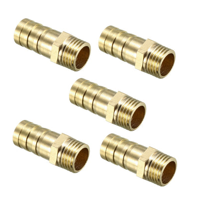 uxcell Uxcell Brass Barb Hose Fitting Connector Adapter 12mm Barbed x 1/4 PT Male Pipe 5pcs