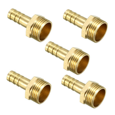uxcell Uxcell Brass Barb Hose Fitting Connector Adapter 8mm Barbed x G3/8 Male Pipe 5pcs