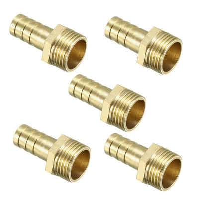 uxcell Uxcell Brass Barb Hose Fitting Connector Adapter 10mm Barbed x G3/8 Male Pipe 5pcs