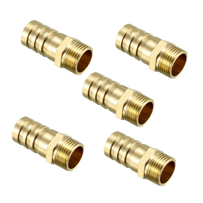 uxcell Uxcell Brass Barb Hose Fitting Connector Adapter 16mm Barbed x G3/8 Male Pipe 5pcs