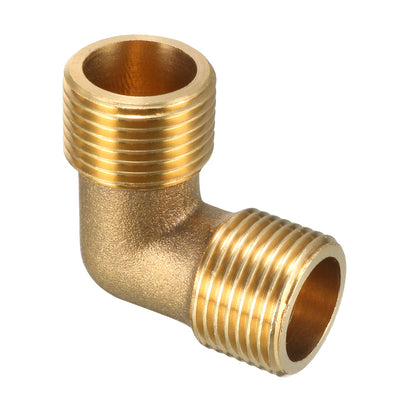 uxcell Uxcell Brass Elbow Pipe Fitting 90 Degree 3/8 PT Male x 3/8 PT Male Connector