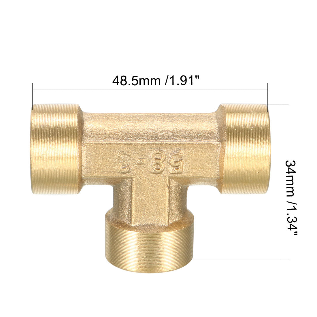 uxcell Uxcell Brass Tee Pipe Fitting 3/8 PT Female Thread T Shaped Connector Coupler 5pcs
