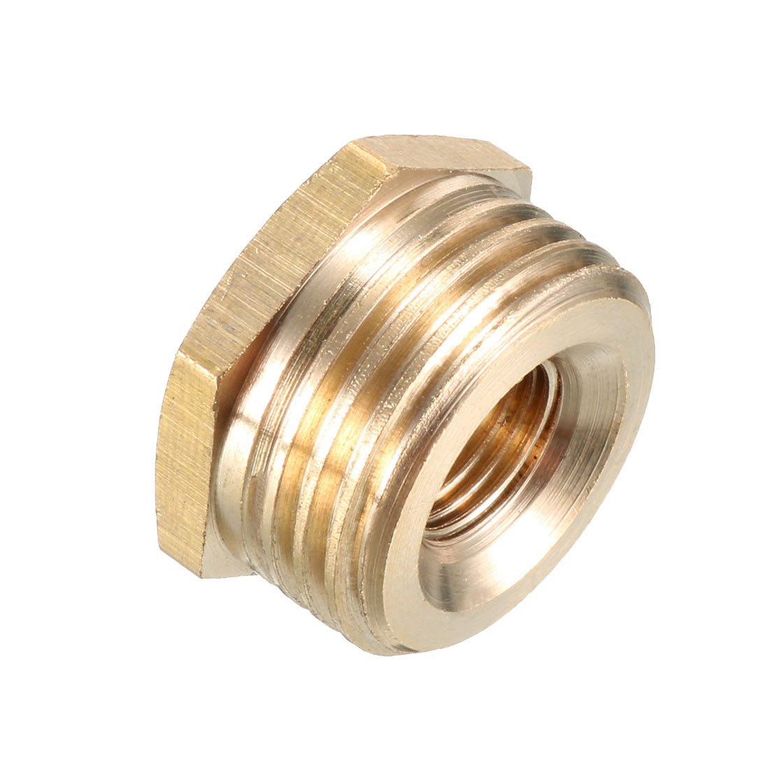 uxcell Uxcell Brass Threaded Pipe Fitting 1/2 PT Male x 1/8 PT Female Hex Bushing Adapter 3pcs