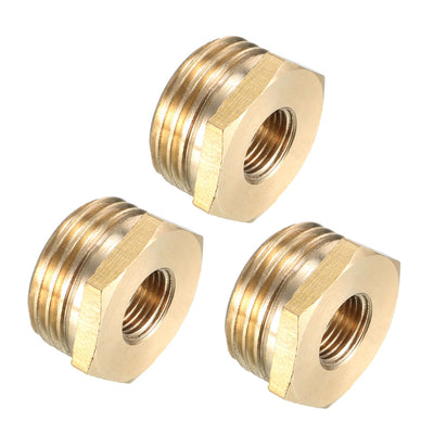 Harfington Uxcell Brass Threaded Pipe Fitting 1/2 PT Male x 1/8 PT Female Hex Bushing Adapter 3pcs