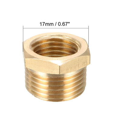 Harfington Uxcell Brass Threaded Pipe Fitting G3/8 Male x G1/4 Female Hex Bushing Adapter 2pcs