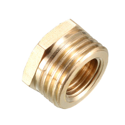 Harfington Uxcell Brass Threaded Pipe Fitting 1/2 PT Male x 1/4 PT Female Hex Bushing Adapter 2pcs