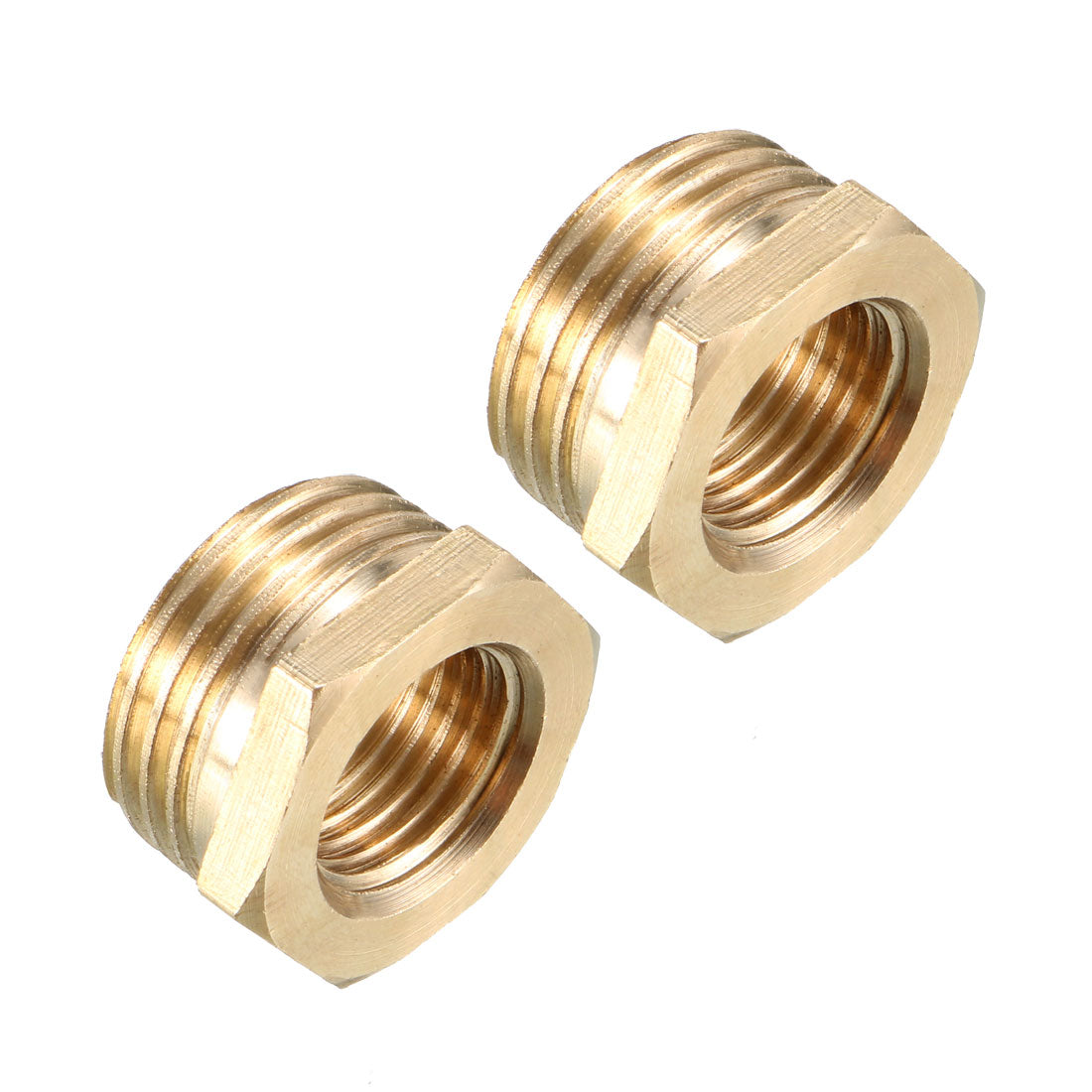 uxcell Uxcell Brass Threaded Pipe Fitting 1/2 PT Male x 1/4 PT Female Hex Bushing Adapter 2pcs