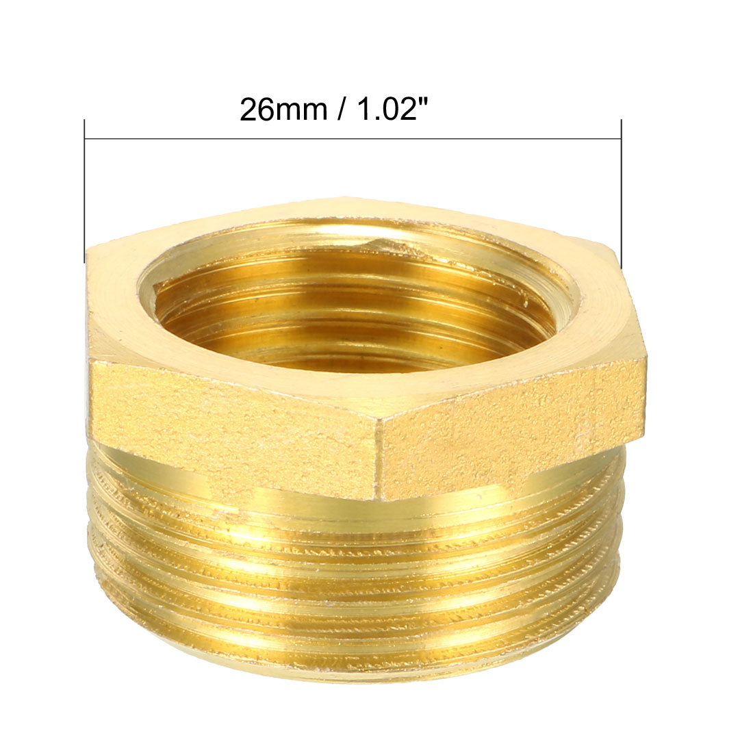 uxcell Uxcell Brass Threaded Pipe Fitting G3/4 Male x G1/2 Female Hex Bushing Adapter