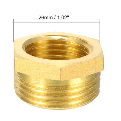 Harfington Uxcell Brass Threaded Pipe Fitting G3/4 Male x G1/2 Female Hex Bushing Adapter