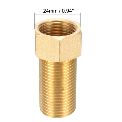Harfington Uxcell Brass Threaded Pipe Fitting 1/2 PT Male x 1/2 PT Female Adapter 50mm Length