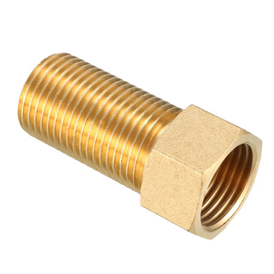 uxcell Uxcell Brass Threaded Pipe Fitting 1/2 PT Male x 1/2 PT Female Adapter 50mm Length