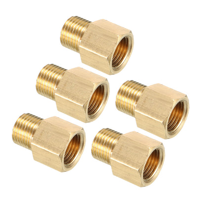 Harfington Uxcell Brass Threaded Pipe Fitting 1/8N PT Male x 1/8N PT Female Adapter 5pcs