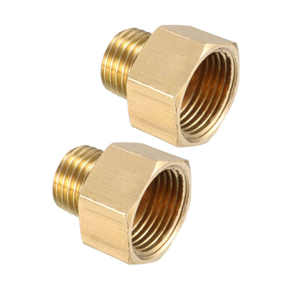Harfington Uxcell Brass Threaded Pipe Fitting G1/4 Male x G3/8 Female Coupling 2pcs
