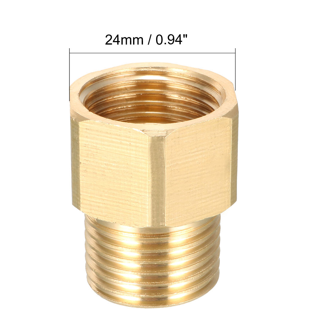 uxcell Uxcell Brass Threaded Pipe Fitting 1/2 PT Male x 1/2 PT Female Adapter 30mm Length