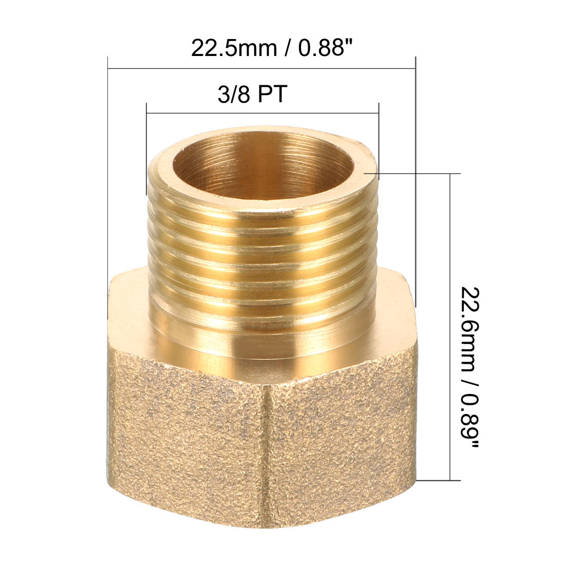 uxcell Uxcell Brass Threaded Pipe Fitting 3/8 PT Male x 1/2 PT Female Coupling