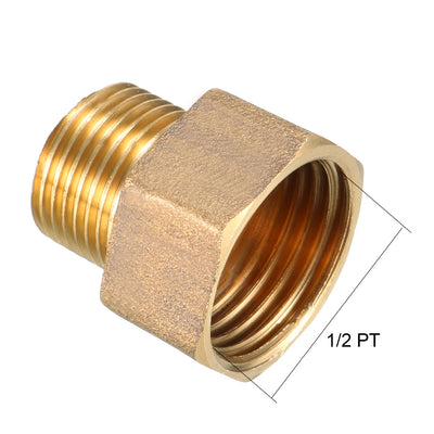 Harfington Uxcell Brass Threaded Pipe Fitting 3/8 PT Male x 1/2 PT Female Coupling