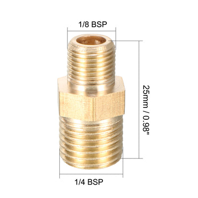 Harfington Uxcell Brass Pipe Fitting Reducing Hex Bushing 1/4 BSP Male x 1/8 BSP Male Adapter