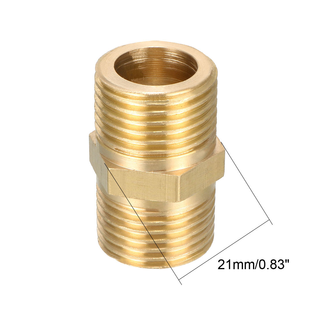 uxcell Uxcell Brass Pipe Fitting Hex Bushing 1/2 BSP Male x 1/2 BSP Male Thread Connector 5pcs