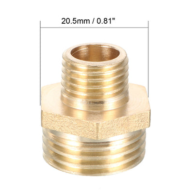 Harfington Uxcell Brass Pipe Fitting Reducing Hex Bushing 1/2 BSP Male x 1/4 BSP Male Adapter 2pcs
