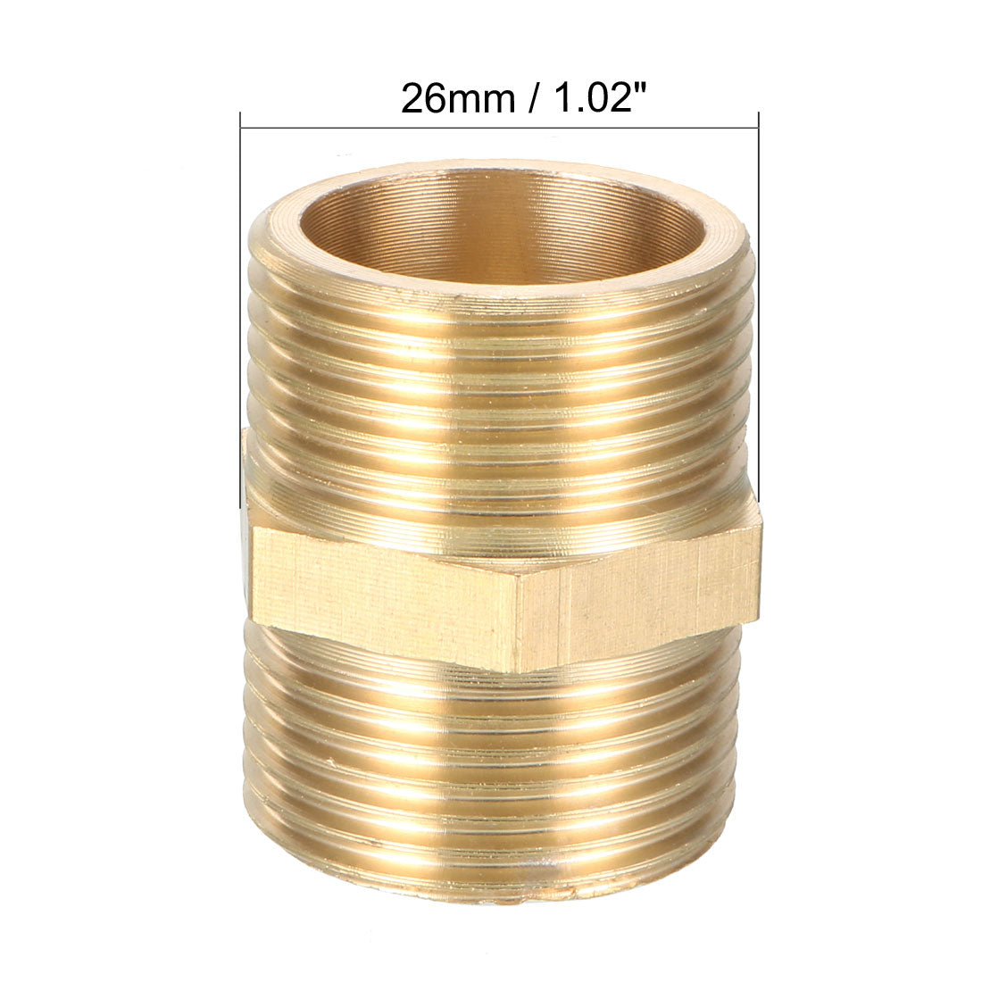 uxcell Uxcell Brass Pipe Fitting Hex Bushing 3/4 BSP Male x 3/4 BSP Male Thread Connectors